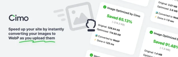 Cimo — 上传即优化 自动转 WebP 零服务器负载