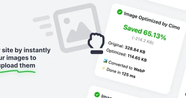 Cimo — 上传即优化 自动转 WebP 零服务器负载