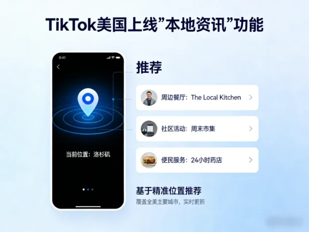 美国市场新增本地资讯板块,TikTok 按地理位置推荐内容