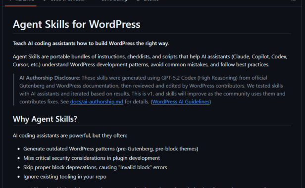 WordPress发布官方AI Agent Skill，为代码开发提供自动化测试环境